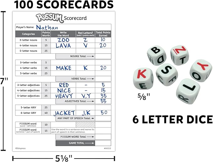 Teacher Created Resources Possum Dice Game
