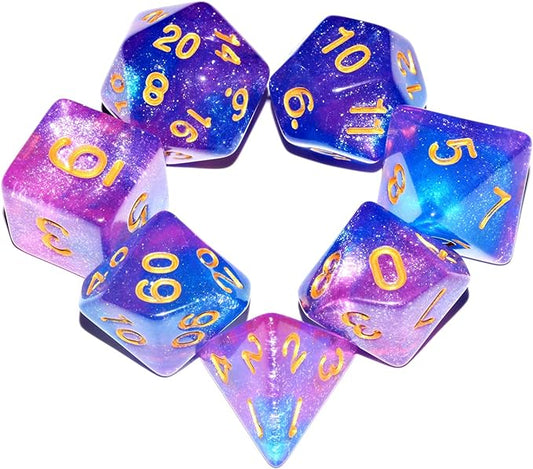 Galaxy Dice Set| Blue Mix Purple DND Dice Set for Board Game