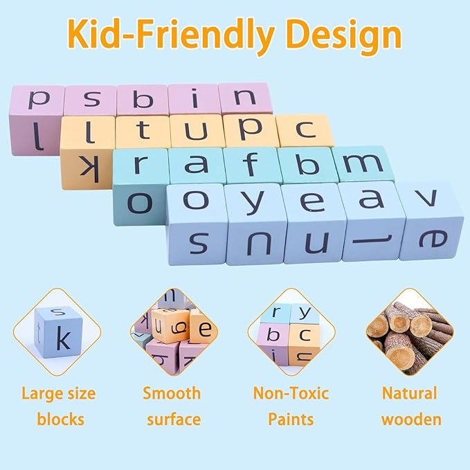 Word Spelling Game, Matching Letter Game for Kids, Fast-paced Word Race Cube Game, 54pcs Flash Cards Alphabet Blocks, Educational Toys for Gift for Kids Ages 3-8