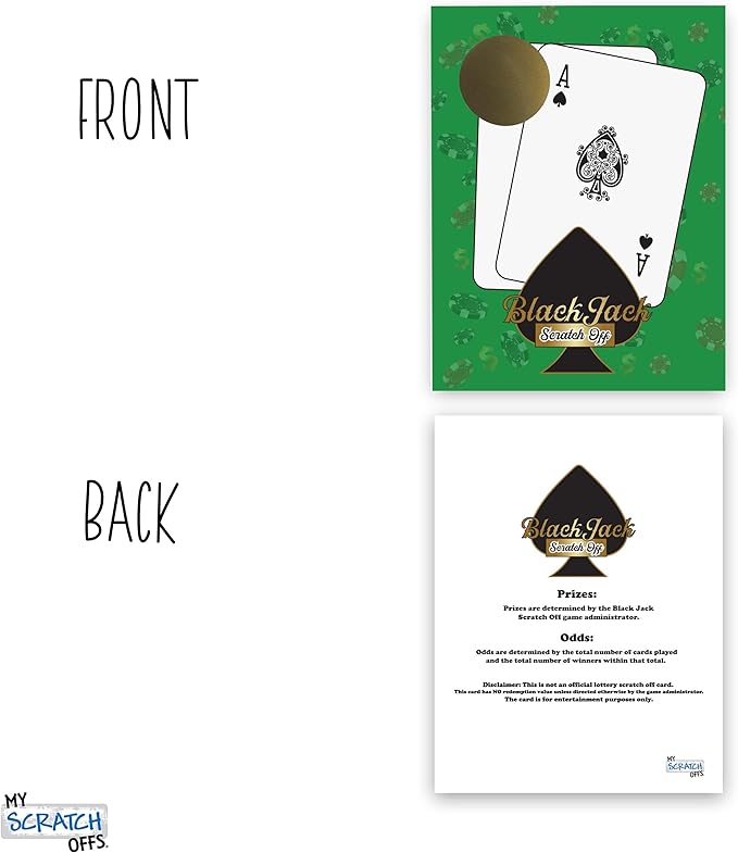 My Scratch Offs Casino Night Scratch Off Party Game Cards 26 Pack Gambling (Blackjack