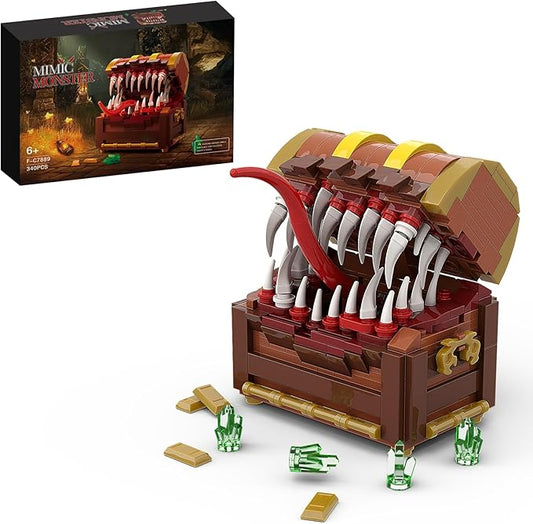 Games Series Mimic Treasure, Dice Chest Storage Box Building Block Sets, Dragons Board Game Monster Model, Collection Toys Gifts for Fans Friend Age 6-14, Halloween Decor (330 Pcs)