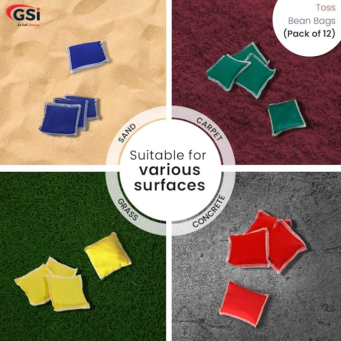 GSi Mini Bean Bags for Kids: 12 Pack of Soft Throwing Bags for Toss Games, Sensory Play, PE, Juggling & Outdoor Activities