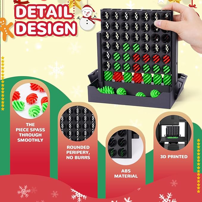 3D Printed 4 in a Row Game, 7inch Spiral Connect Game, Classic Strategy Board Game for 2 Player, Four in a Row Game for Stress Relief Toy, Travel Game for Ages 6 Up