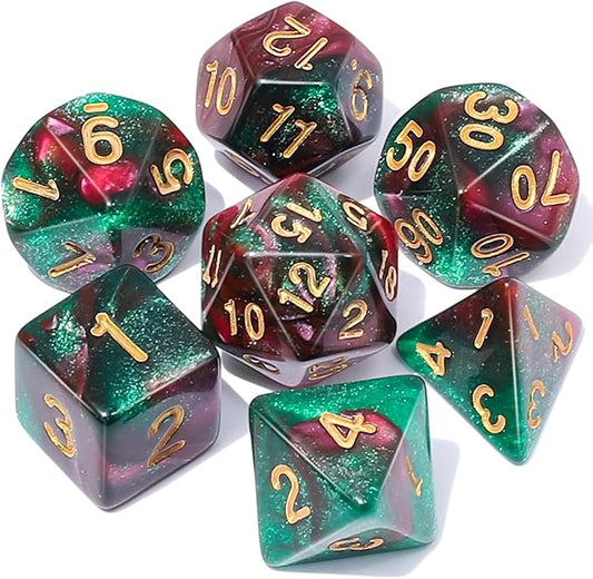 CiaraQ DND Polyhedral Dice Set with a Black Dice Bag for D&D RPG MTG Role Playing Table Games