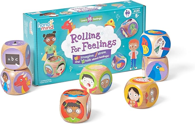 hand2mind Rolling for Feelings Dice Game, Therapy Games, Play Therapy Toys, Social Emotional Learning, Emotional Regulation for Kids, Social Skills Activities for Kids, School Counselor Supplies