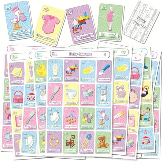 More Fiesta Baby Shower Bingo Game in Spanish, for 40 Players