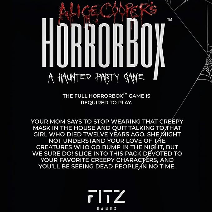 FITZ Alice Cooper's HorrorBox: Iconic Characters Expansion Pack - Fitz Games, 40 Cards, A Haunted Party Game, Card Game of Spooky Questions Answers & Dares, for 4-10 Thrill Seekers Ages 14+