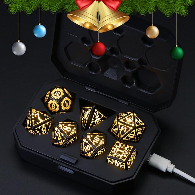 LED Dice, Light up DND Dice Rechargeable Flashing Electronic Glow D&D Dice Set for Dungeons and Dragons Role Playing Game (Yellow)