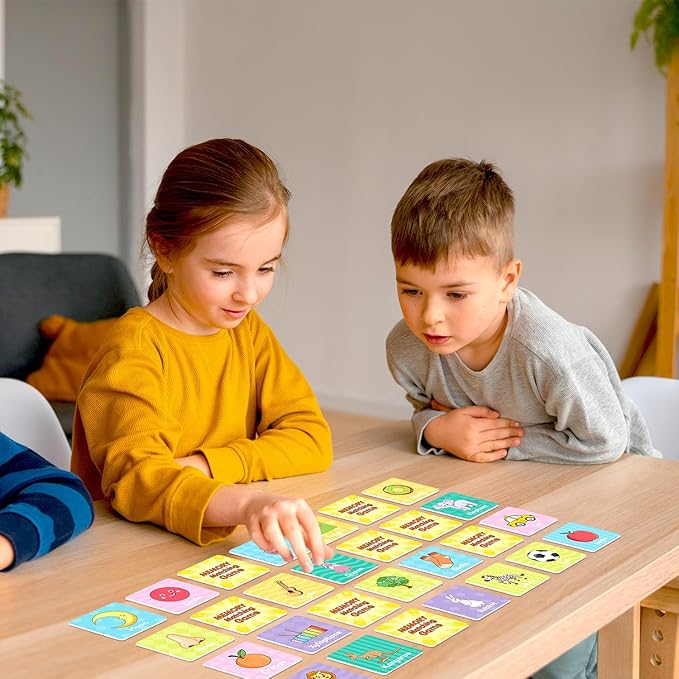 First Words Flashcards-Memory Game, Memory Games for Kids Ages 4-8 & Matching Games for Toddlers 3-5, 60 PCS Phonics Games Flash Cards, Memory Card Game Speech Therapy Materials for Boys & Girls