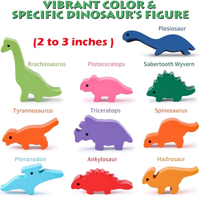 Dinosaur Toy Wooden Stacking Game: Challenging Banlance Game - Develop Concentration Coordination Problemsoving Skills for Kids Ages 3 Years Up