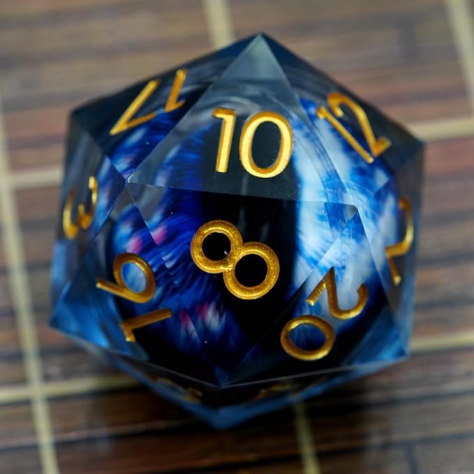 Dungeons and Dragons DND Dice D20, Moving Eyeball Liquid Core Dice Set D&D 33MM Oversized D20 Single Sharp Edge Resin dice with Gift Case, Polyhedral Dice for Role Playing Game