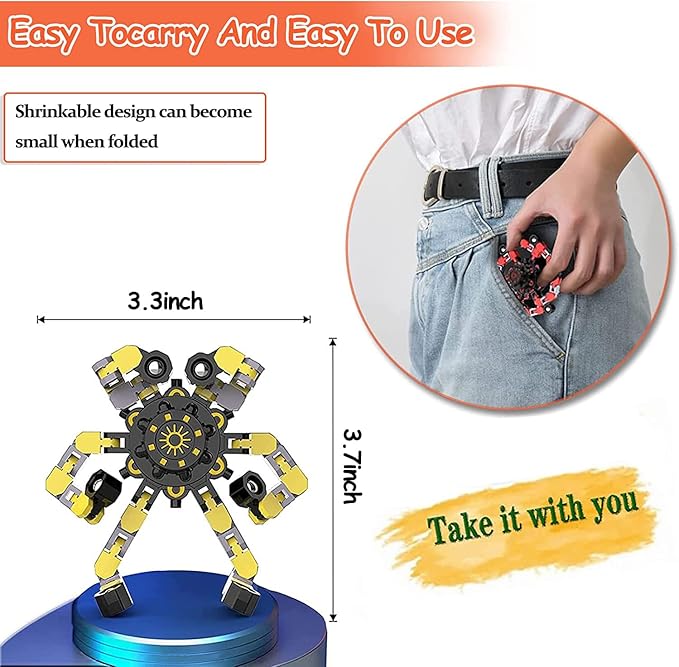 18pcs Random Fidget Spinners,DIY Deformable Robot Fingertip Toys,Decompression Spinner,Deformable Creative Mechanical Gyro Toys,Stress Relief Mechanical Chain Toy for Kids Adults，Party Supplies