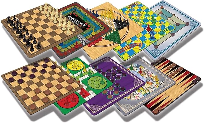 Classic Games, Enjoy 100 Different Games, Includes 5 Double-Sided Playing Boards, Fun for Children and Adults, For Ages 3 and up