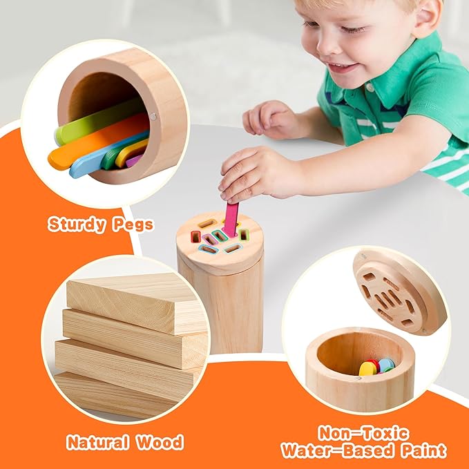 Montessori Toys for 1 2 3 Year Old Color Sorting Sensory Toys Fine Motor Skill Toys for 1-2 Year Old Learning Matching Sorting Games Toys for 12 18 Month Old Baby Girls Boys