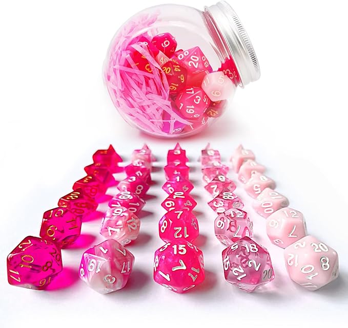Bescon Polyhedral RPG Dice Full 35pcs Blossom Set, DND Role Playing Game Dice 5X7pcs
