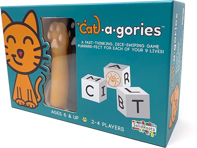 Spin Master SolidRoots Cat-a-gories Vocabulary Learning Dice Game for 2-4 Players | Family Games for Kids Ages 6+
