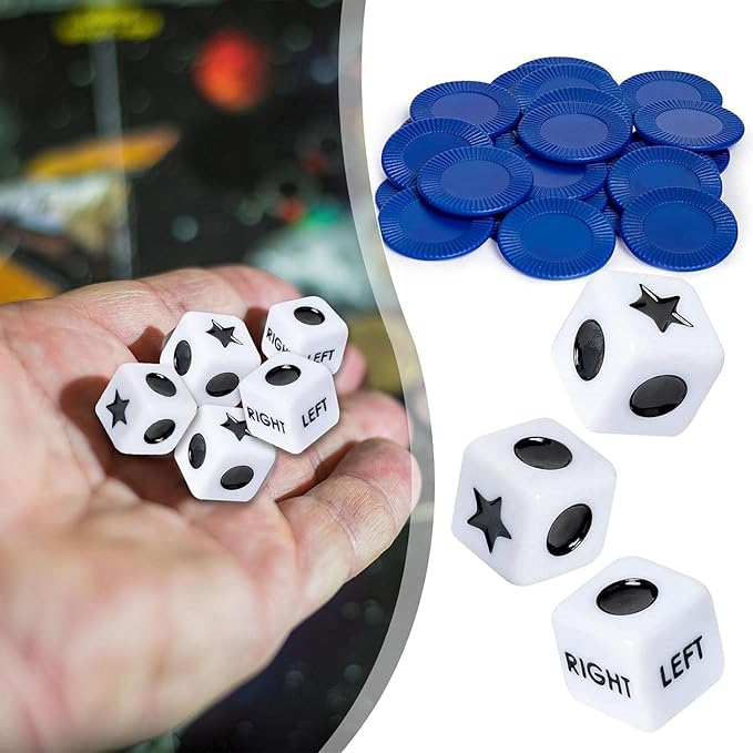 3 Dices and 24 Random Color Chips Left Right Center Dice Game for Prime | Innovative Left Right Center Dice Game Set with, Friends Gatherings Games and Accessories, Dice Games for Families Nights