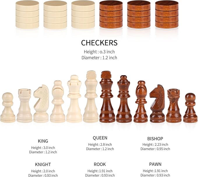 15" Magnetic Chess Set & Checkers Set 2 in 1，Rinten Leather Portable Travel Chess Board Game Sets with Velvet Bag Packaging Beginner Large Chess Set for Kids and Adults
