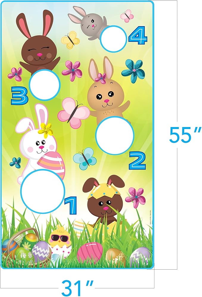 ArtCreativity Easter Bean Bag Toss Game – Fun Easter Games for Kids with Large Banner, 12 Bean Bags & Hanging String – Exciting Easter Kid Games & Unique Easter Party Decorations for All Ages