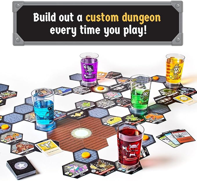 Board Game: A Dungeon Exploration Drinking Games | Compete with The First Ever Liquid Life Battle Damage System Board Games for Adults | DND Gameplay with DND Dice and Drinks!
