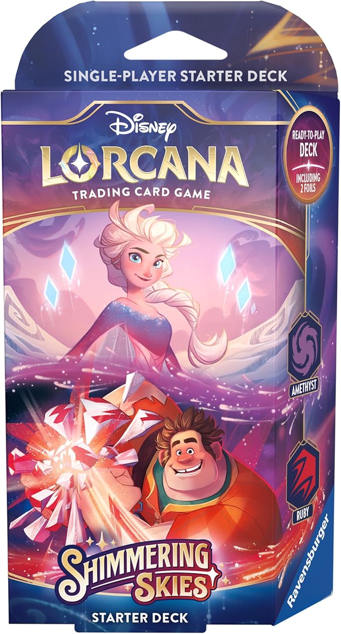 Ravensburger Disney Lorcana TCG: Shimmering Skies - Amethyst & Ruby Single-Player Starter Deck | Engaging Gameplay | Over 200 Original Disney Artworks | Ideal for Ages 8+