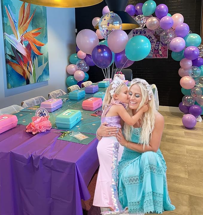 Pink and Purple Party Balloons, 50 Pcs 12 Inches Purple Pink Teal Blue Latex Balloon Purple and Pink Balloons for Girls Birthday Baby Shower, Birthday, Under The Sea Party Decorations