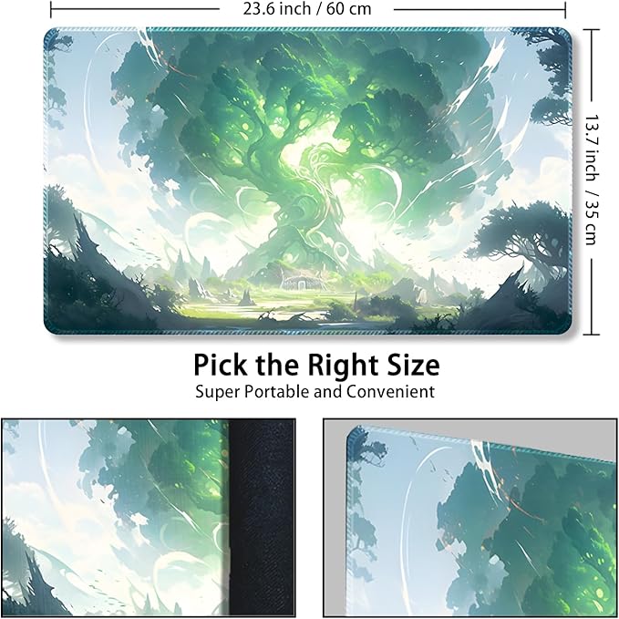 Playmat for MTG, with Free Storage Bags,Game Mat 24 x 14 inches, TCG and Board Game Mat for Cards,Mousepad Desk Mats (Tree 9-Regular)