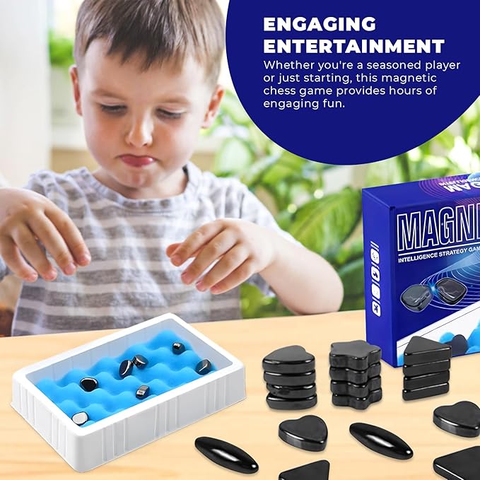 Magnetic Chess Game, 20 Stones, Spone Board, Strings & Storage Bag | Portable Multiplayer Strategy Board Game, Fun Family Night Travel Puzzle Gift