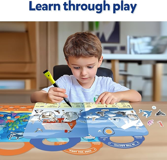 Reusable Search Game and Find Sticker Books for Kids 3-5, Educational Preschool Learning Car Airplane Road Trip Activities for Toddlers Travel Toys 2-4 Year Old, Christmas Birthday Gift for Girls Boys