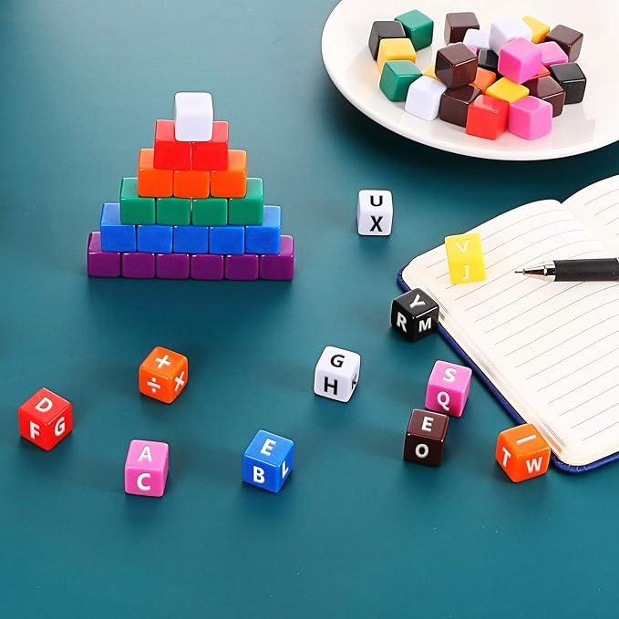 60 Pieces 16 mm Blank Dice Acrylic Dice Cubes Assorted Color DIY Cubes for Board Games with Storage Bag(Multicolor)