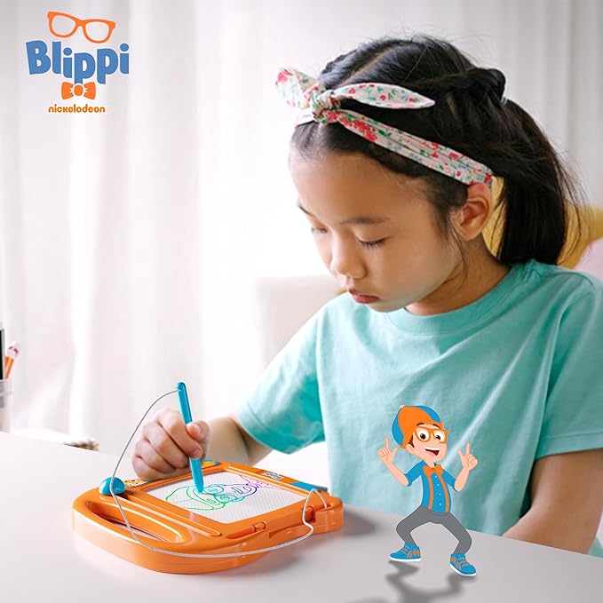 Lollipop Blippi Magnetic Travel Sketcher - A Portable Drawing Pad for Kids, Complete with Magnetic Pen and Eraser Knob Great Blippi Toys for Girls and Boys
