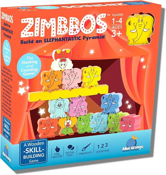 Tabletop Board Game, Wooden Stacking Counting Circus Theme, for Preschool Kids Adults, Party Indoor Activities, Educational STEM Toys, Ages 3+, Zimbbos by Blue Orange Games