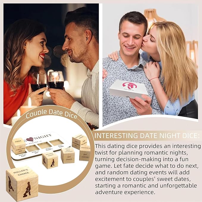 Date Night Dice, Couples Gift Ideas Decision Dice for Girlfriend Boyfriend Romantic Date Night Ideas for Him and Her Anniversary Birthday Gifts for Husband Wife Couples Toys