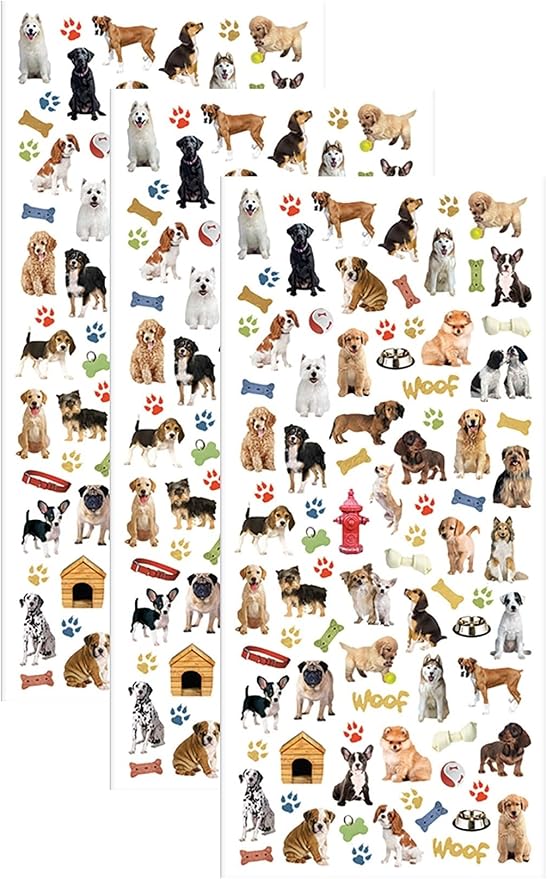 Playhouse Micro Mini Foil Accent Sticker Sheet for Crafts, Trading & Collecting - Dog Buddies 3 Pack