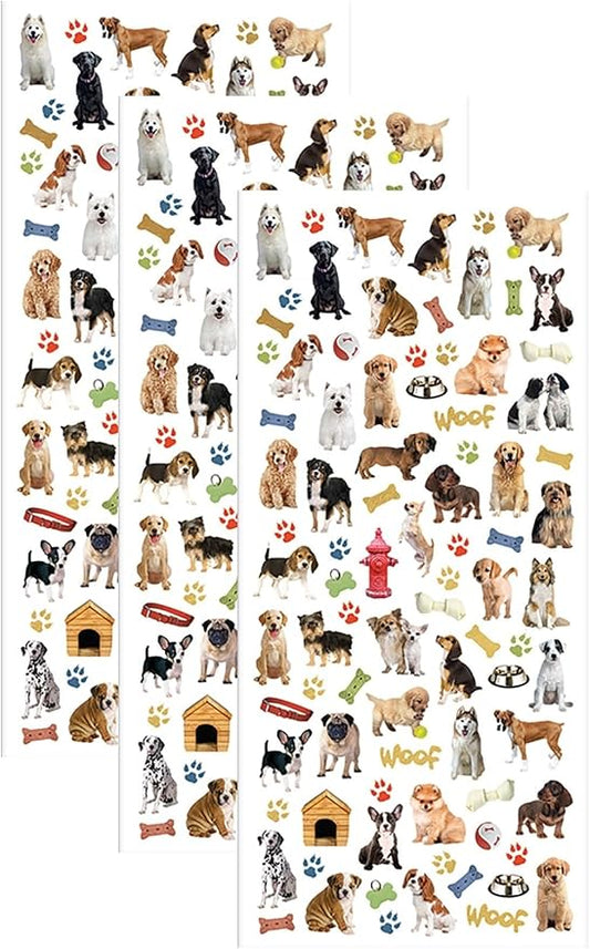 Playhouse Micro Mini Foil Accent Sticker Sheet for Crafts, Trading & Collecting - Dog Buddies 3 Pack