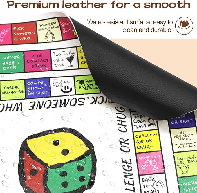 Funny Party Drinking Games, Leather Mat Land Drinking Board Game for Adults, More Than 101 Unique Spaces for Calling Out Friends, Hilarious Adult Party Games for Game Night