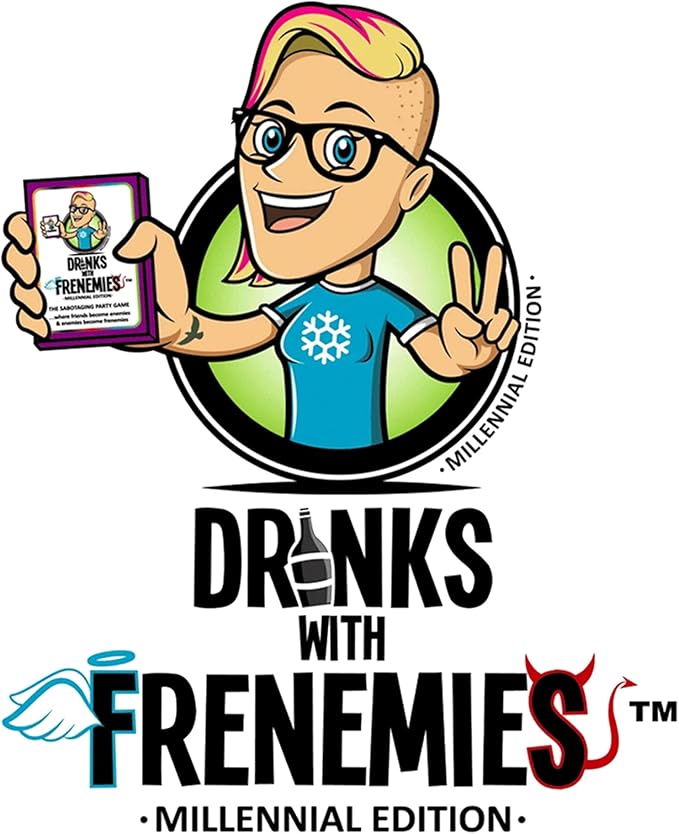 BE game LLC Drinks with FRENEMIES Millennial Edition Party Game | Fun Game for Adults and Teens | Ages 16+ | 3+ Players | Average Playtime 10-60 Minutes | Made by BE Games