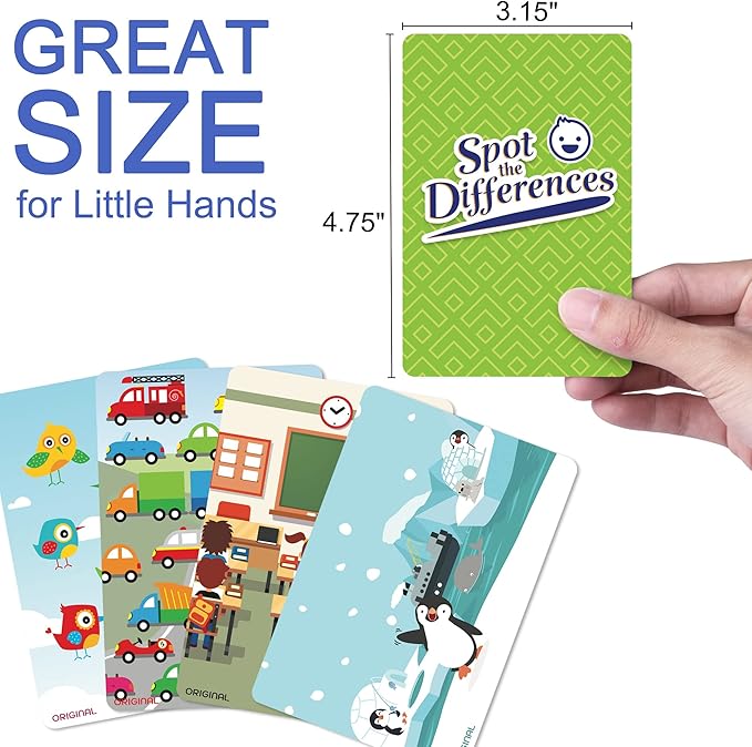 LotFancy Matching Game, Spot The Differences, Card Game for Kids, Fun Picture Puzzle Activity Cards for Family Game Night and Travel Games, Ages 2-9