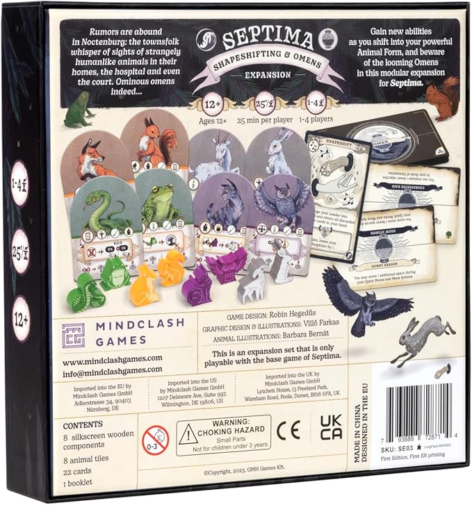Games Septima - Shapeshifting & Omens Expansion | Transform into Animal Forms & Face Omens | New Cards, Animal Tiles & Modular Gameplay