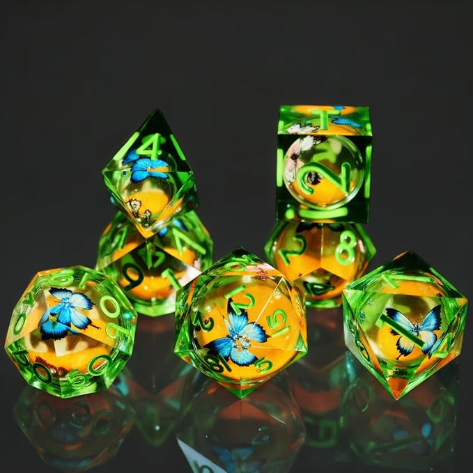 Resin Dice Set,Dragon and Dungeon Polyhedral Metal Dice, Punk Style Role-Play RPG Explorer MTG Pioneer Game DND Dice Set