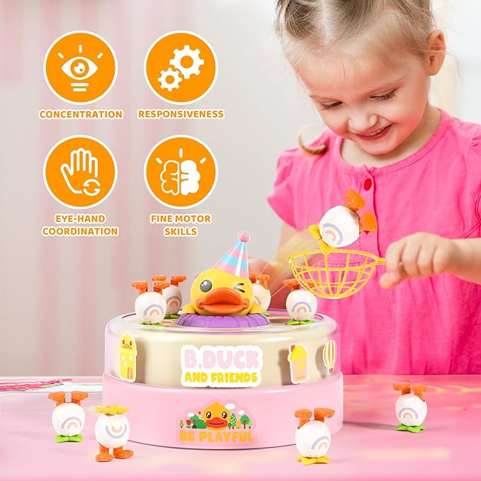 B.Duck Games for Kids Age 4-6, Catch and Bounce Duck Board Games for Kids 3-5,Family Toddlers Games Birthday Gifts for 5-7 Girls, Birthday Toy Gifts for Toddlers 4-8