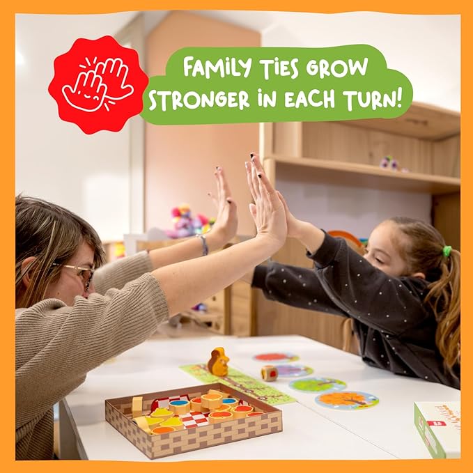 Nene Toys Squirrel in The Orchard - Cooperative Wooden Game for Toddlers Ages 2-4 - Educational Board Game for 2 3 Year Olds, Orchard Game to Enhance Color Recognition & Counting Skills