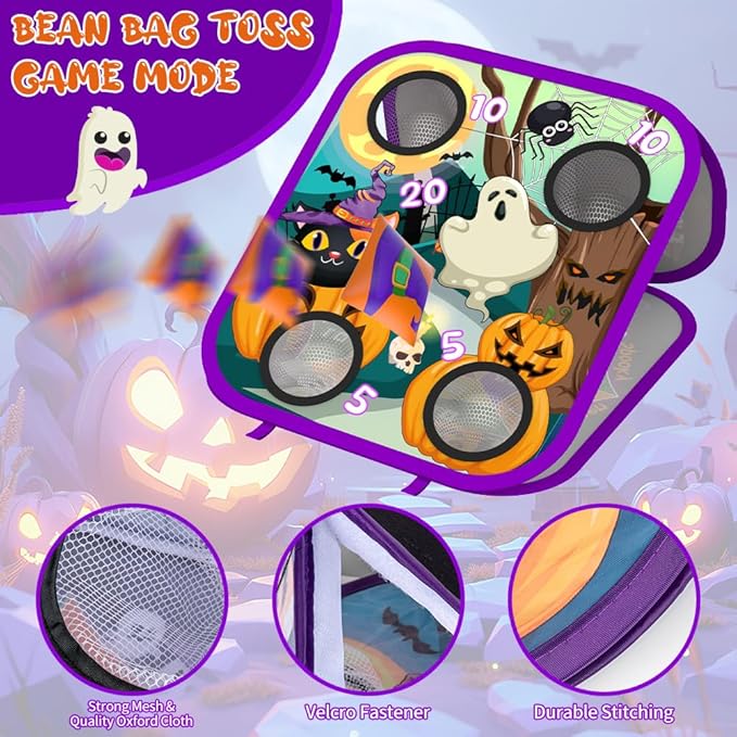 Bean Bag Toss Game - Double-Sided Foldable Cornhole Board Dart Game for Backyard, Beach, Toddler, Outdoor, Birthday, Outside Toys for Toddler Boys & Girls Age 3-8 (Halloween)
