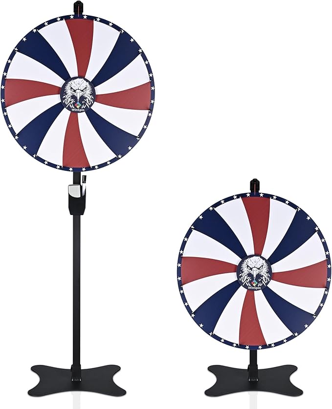 WinSpin 24" Prize Wheel 16 Slots Dual-use Spinning Game Dry Erase Floor Stand Eagle Head Carnival Party Tradeshow