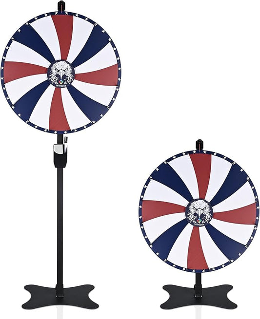 WinSpin 24" Prize Wheel 16 Slots Dual-use Spinning Game Dry Erase Floor Stand Eagle Head Carnival Party Tradeshow