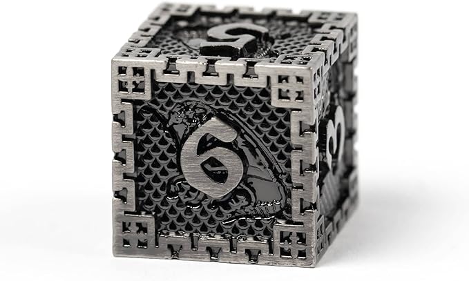 UDIXI 7PCS Metal DND Dice Set, Polyhedral Dice Set D&D Dragon d and d Dice for Dungeons and Dragons Role Playing Games and Other Tabletop Game(Ancient Silver)