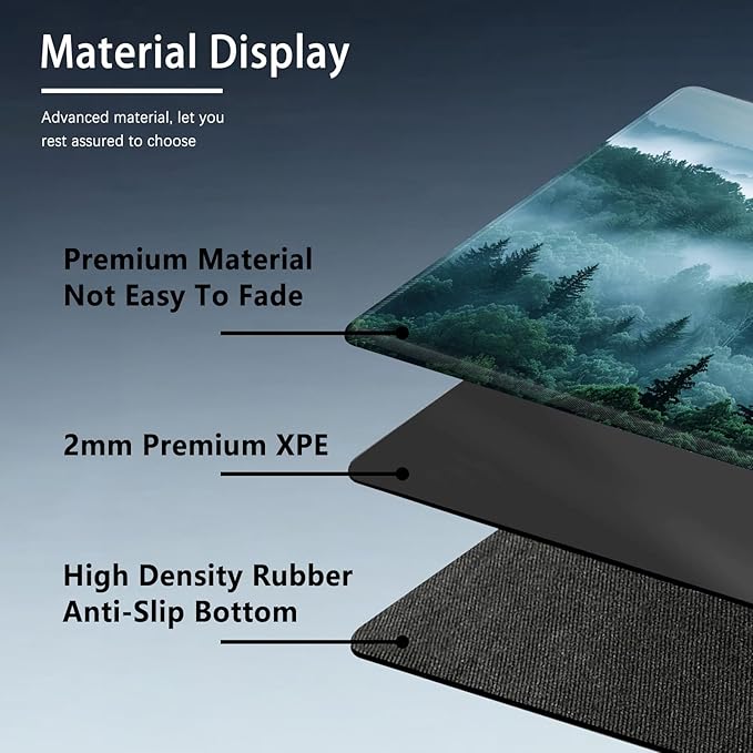 MTG Playmat Size 23.6x13.8in with Storage Bags Portable Playmat TCG and Board Game Mat for Cards Rubber Base Slip-Resistant Mousepad Desk Mat (Foggy Forest,No with Zone)