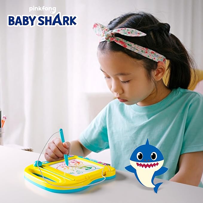 Lollipop Baby Shark Travel Magnetic Drawing Board for Boys or Girls, On The Go Drawing Board