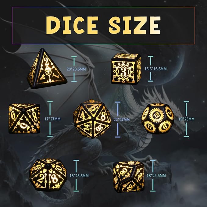 LED Dice, Light up DND Dice Rechargeable Flashing Electronic Glow D&D Dice Set for Dungeons and Dragons Role Playing Game (Yellow)