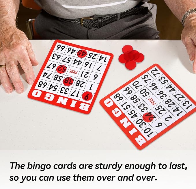 GSE Games & Sports Expert 50-Pack Multi-Color Bingo Game Cards with Easy Read Numbers, Reusable Paper Bingo Sheets for Large Groups, Family/Friend Parties